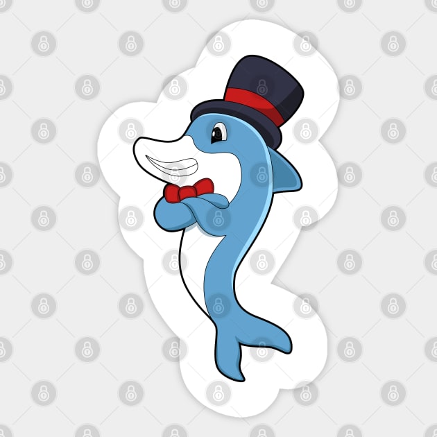 Dolphin as Gentleman with Hat Sticker by Markus Schnabel